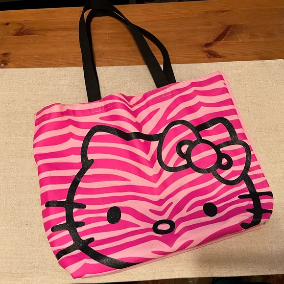 Hello Kitty Animal Stripe Pink Tote Bag - Picture 1 of 6